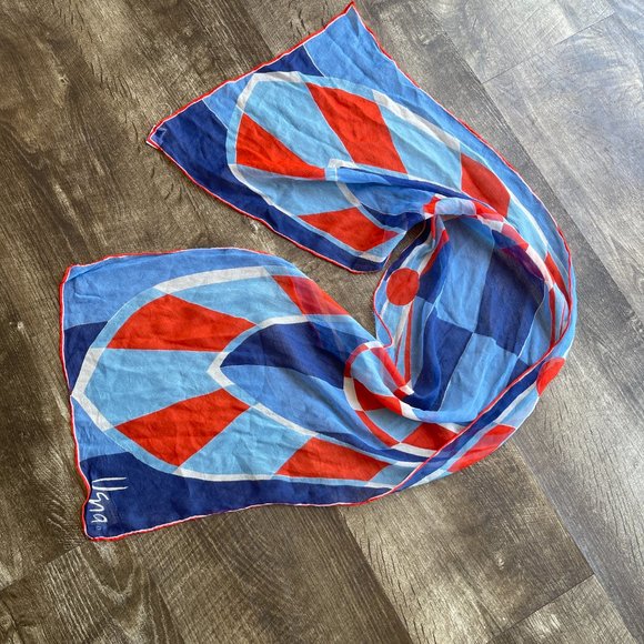 Vena Vintage Scarf in blue and red. - Picture 12 of 12